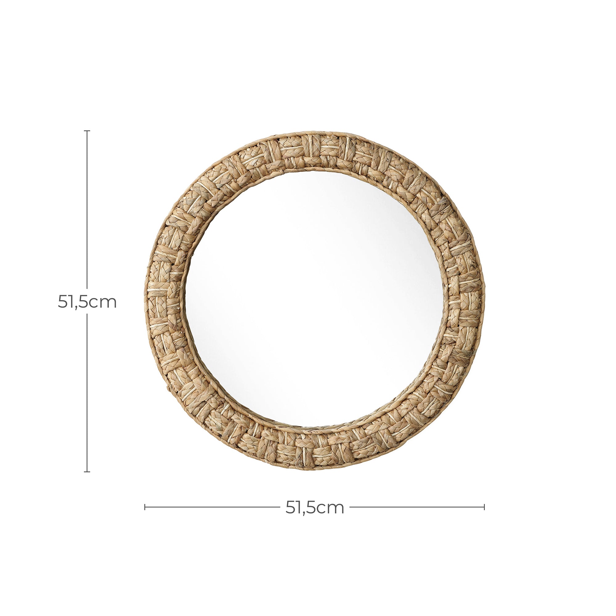 Runder Seegras-Gewebe Wandspiegel – Boho-Style Deko-Spiegel mit Naturrahmen für Wohnraum