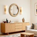 Runder Seegras-Gewebe Wandspiegel – Boho-Style Deko-Spiegel mit Naturrahmen für Wohnraum