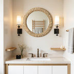 Runder Seegras-Gewebe Wandspiegel – Boho-Style Deko-Spiegel mit Naturrahmen für Wohnraum