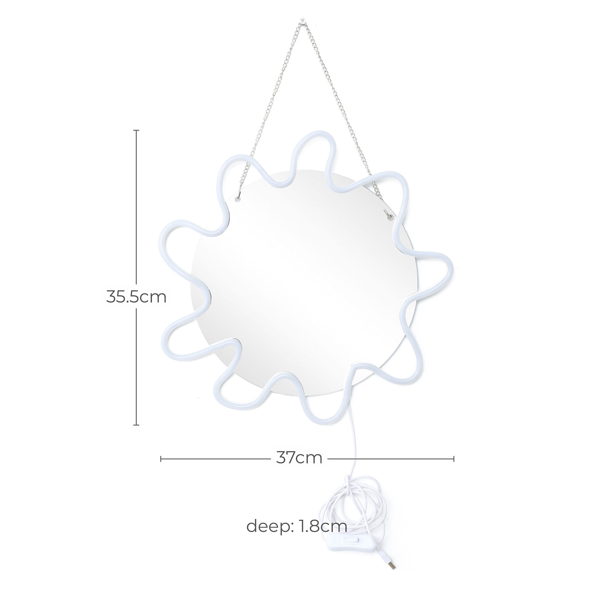 Pink Neon Sonne LED Spiegel – Atmosphärischer Wandspiegel mit Leuchtende Sonnenform für Schlafzimmer & Deko