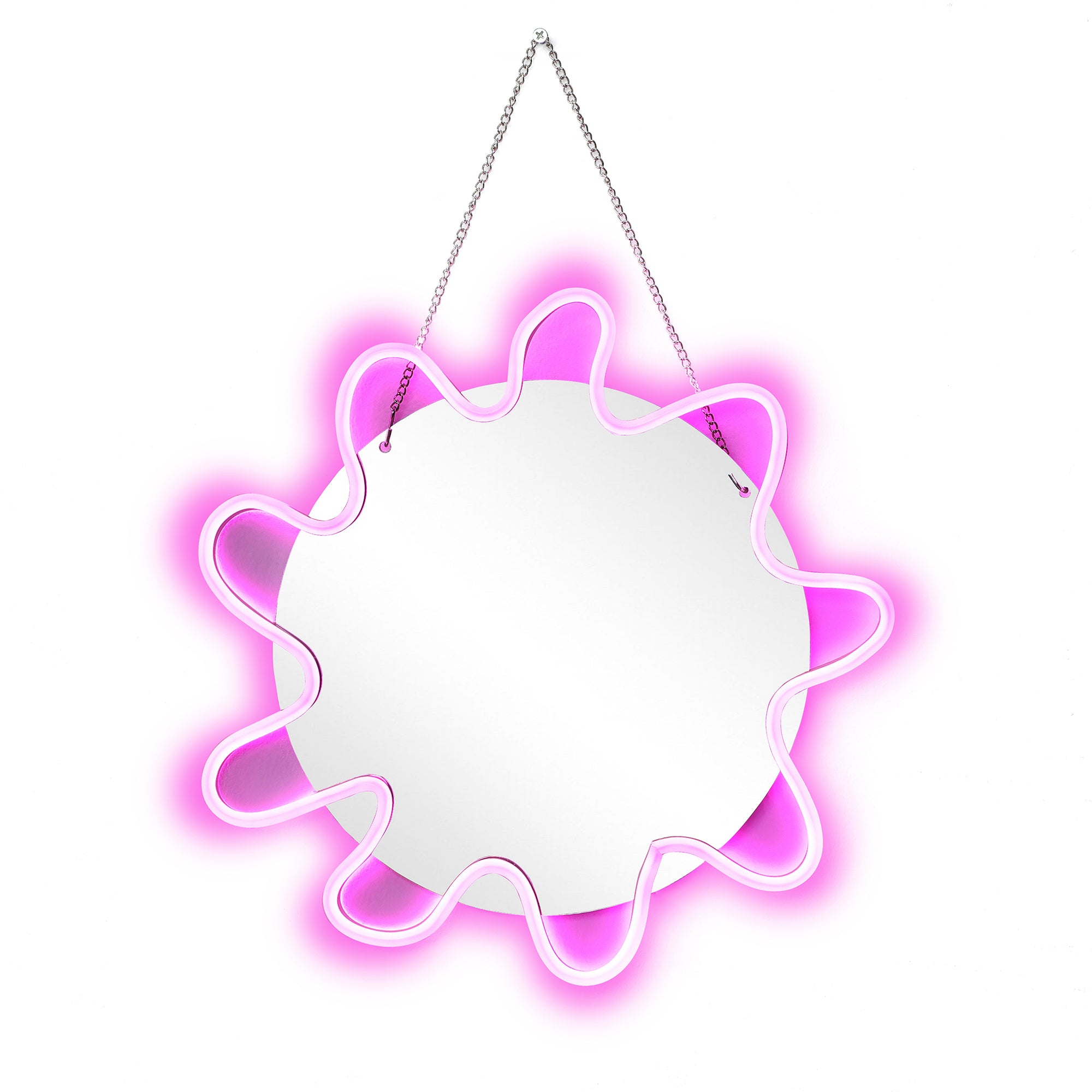 Pink Neon Sonne LED Spiegel – Atmosphärischer Wandspiegel mit Leuchtende Sonnenform für Schlafzimmer & Deko