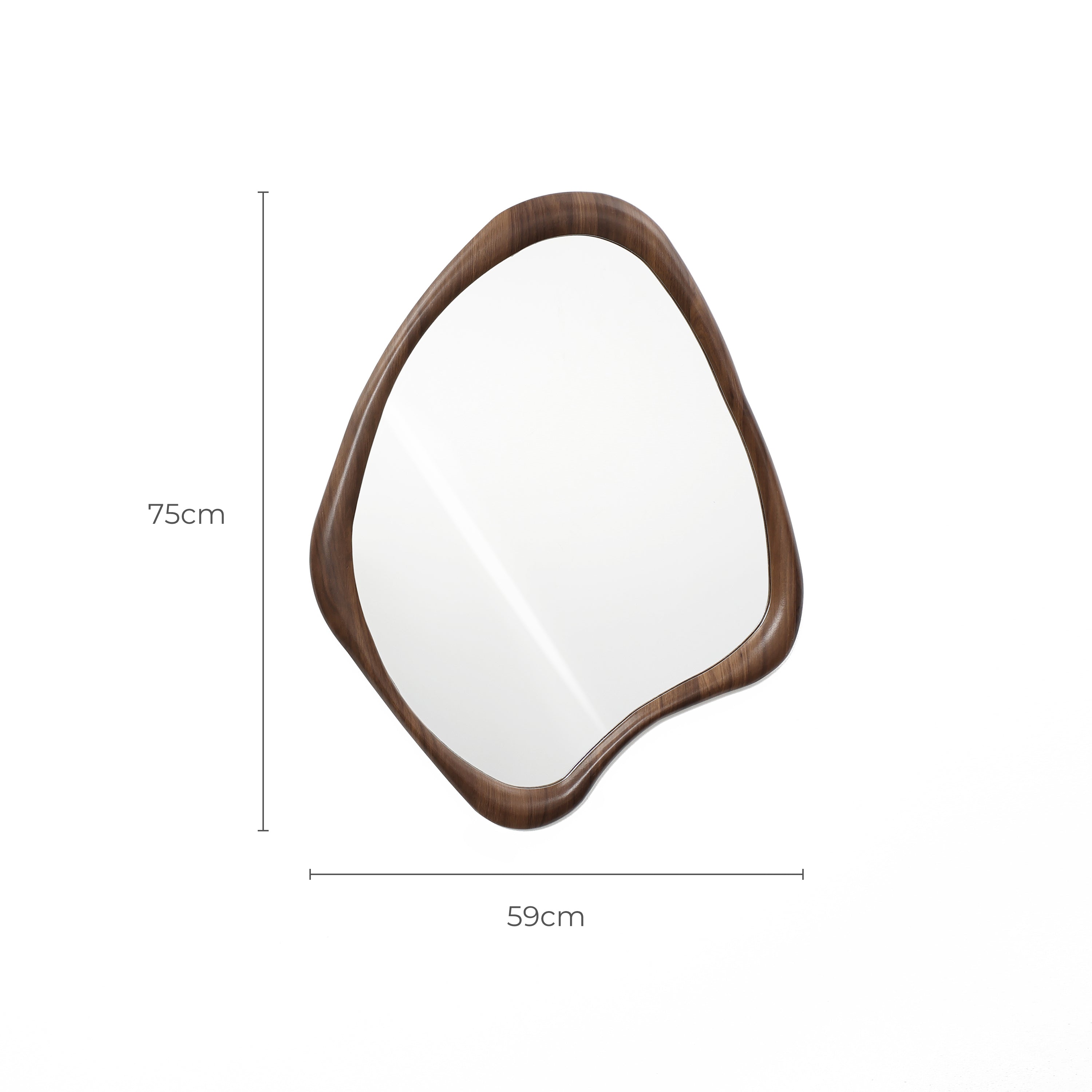 Asymmetrischer Wandspiegel 75 × 59 cm – Organische Form mit Holzrahmen