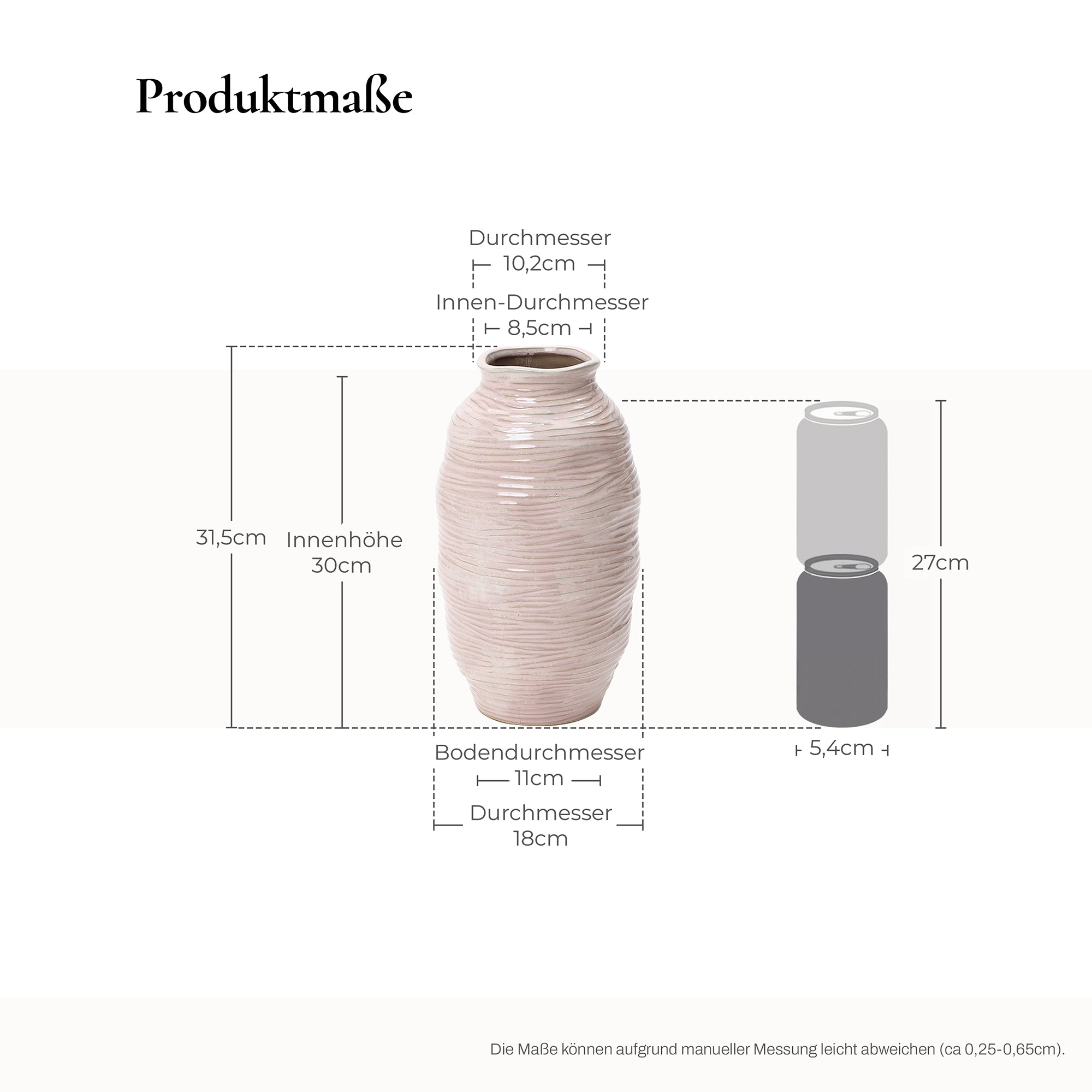 Handgemachte Keramikvase in Rosé – Modernes Design