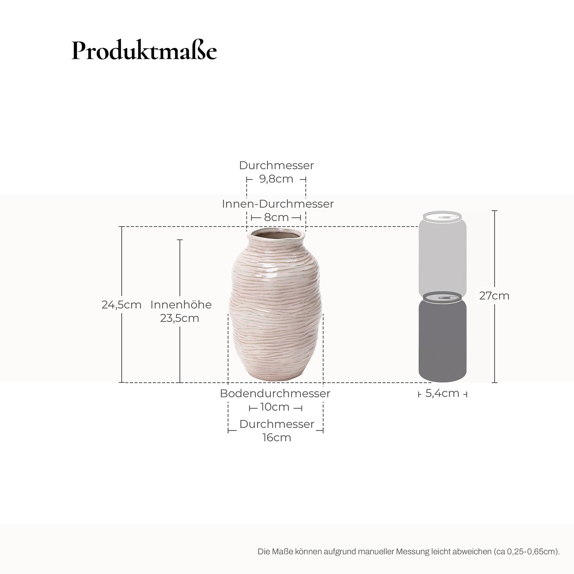 Handgemachte Keramikvase in Rosé – Modernes Design