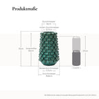 Keramikvase in Dunkelgrün mit Reliefstruktur – 31 cm