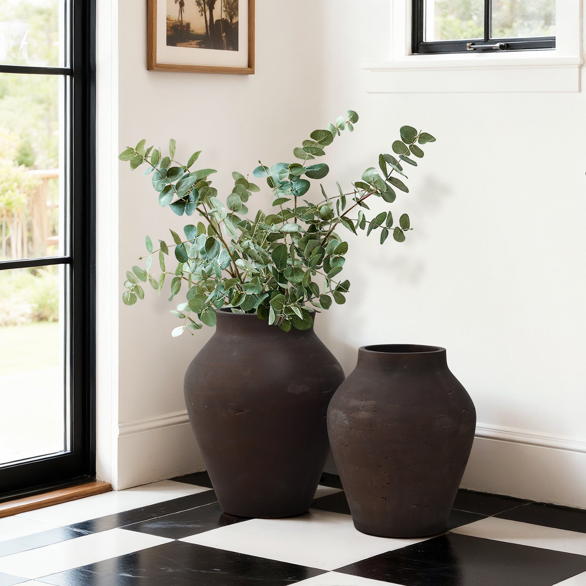 Vase Groß - Keramik-Optik aus Zement, Moderne Blumenvase im Wabi-Sabi Design