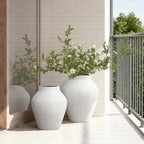 Große Vase Weiß aus Beton, Wabi-Sabi Blumenvase Minimalistisch, Handgefertigte Dekovase