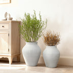 Große Vase Weiß aus Beton, Wabi-Sabi Blumenvase Minimalistisch, Handgefertigte Dekovase