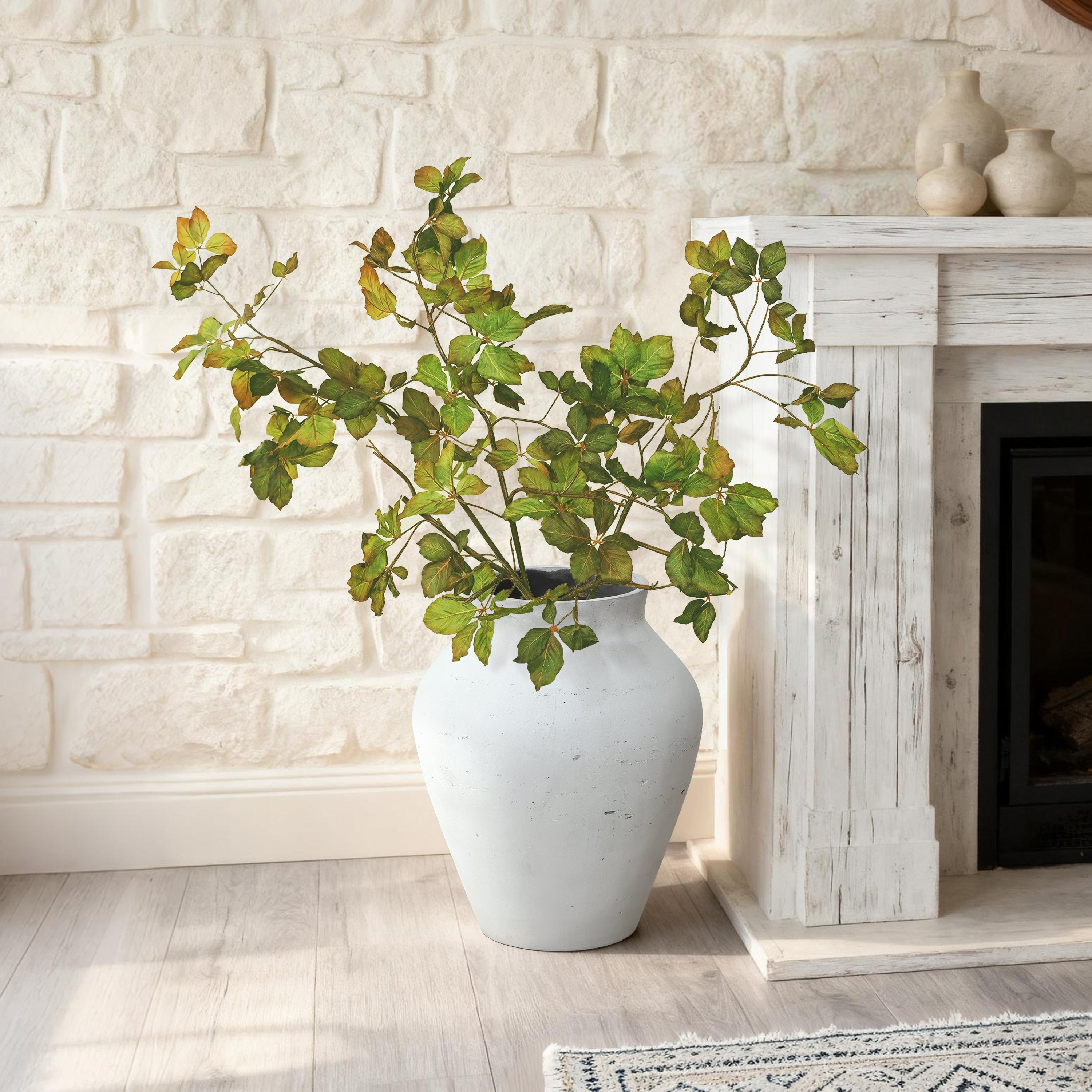 Große Vase Weiß aus Beton, Wabi-Sabi Blumenvase Minimalistisch, Handgefertigte Dekovase