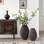 Vase Groß Braun – Rustikale Betonvase im Wabi-Sabi Stil, Bodenvase aus Zement