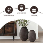 Vase Groß Braun – Rustikale Betonvase im Wabi-Sabi Stil, Bodenvase aus Zement