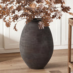 Vase Groß Braun – Rustikale Betonvase im Wabi-Sabi Stil, Bodenvase aus Zement
