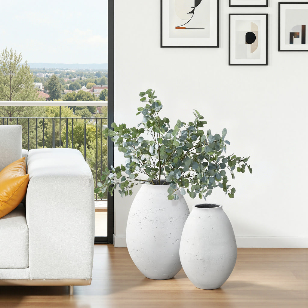 Moderne Blumenvase im Japandi-Stil, Handgefertigte Bodenvase