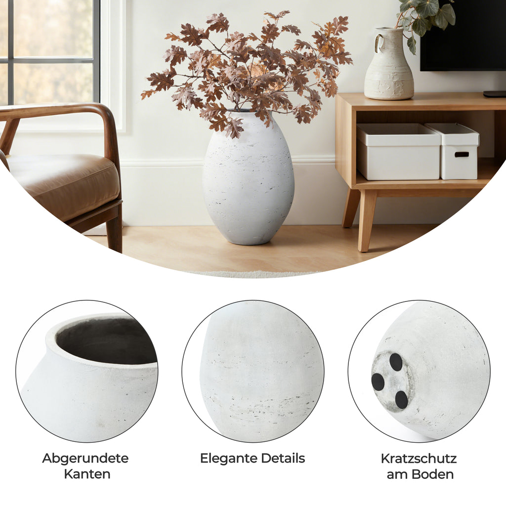Moderne Blumenvase im Japandi-Stil, Handgefertigte Bodenvase