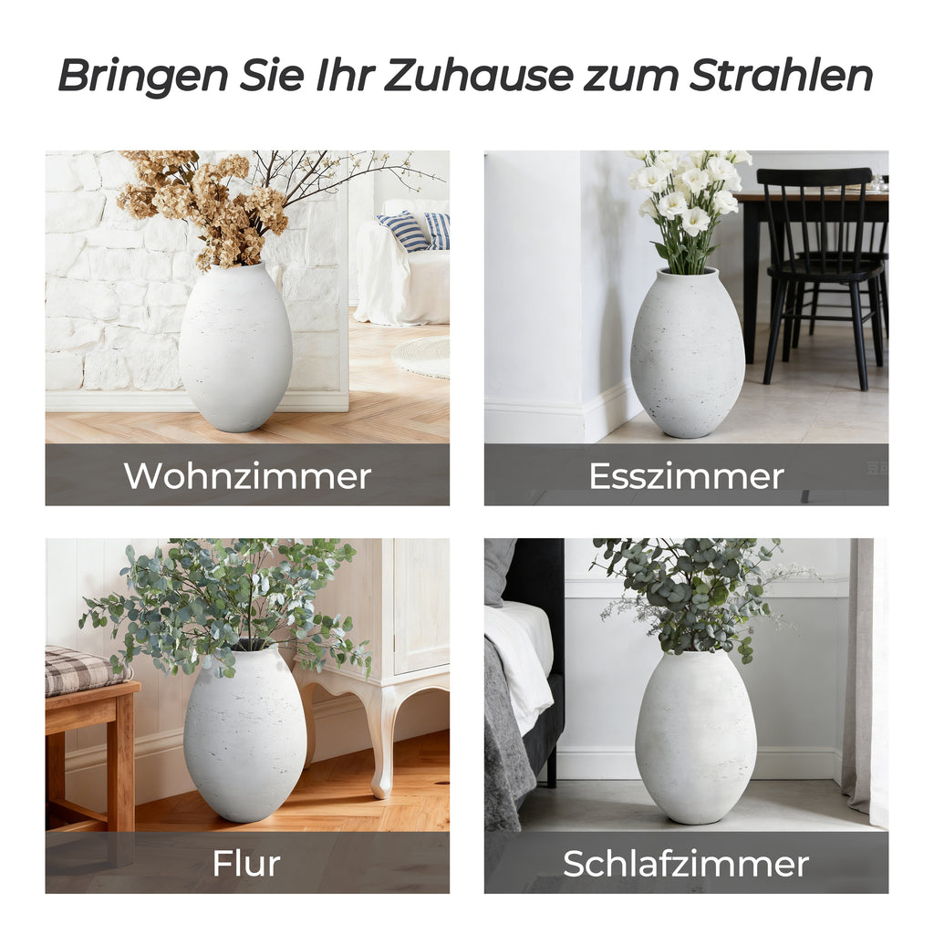 Moderne Blumenvase im Japandi-Stil, Handgefertigte Bodenvase