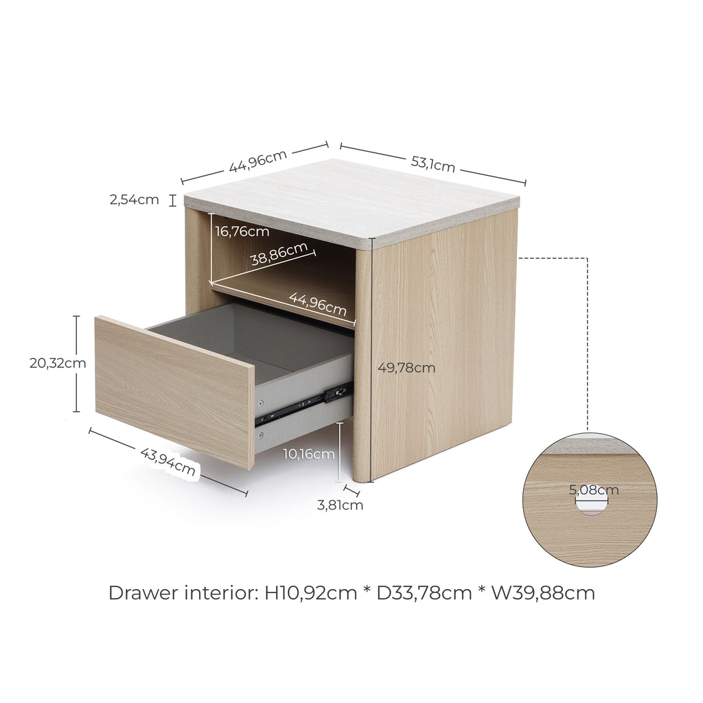 Moderner Nachttisch in Holzoptik mit Stauraum