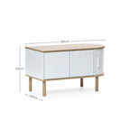 Couchtisch aus Holz in Grau-Weiß mit 2 Türen – skandinavisch/minimalistisch