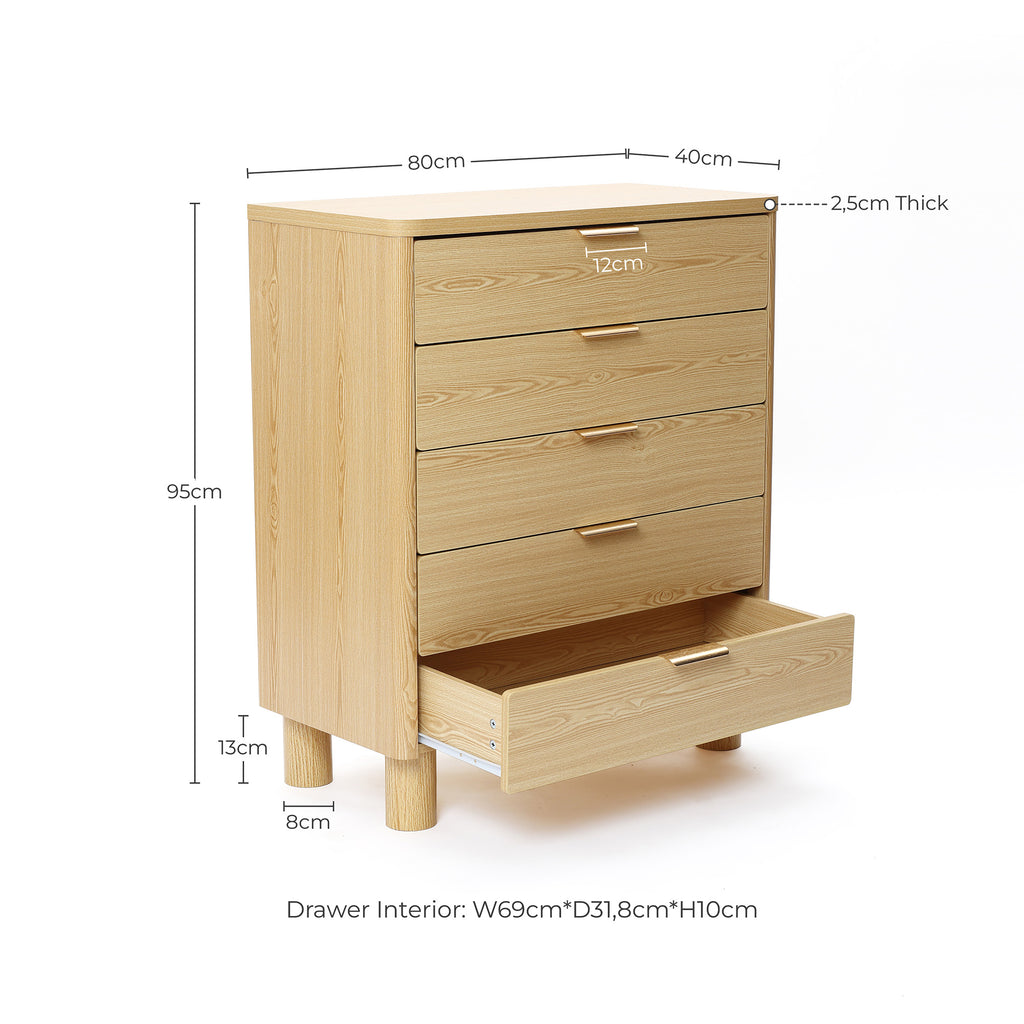 Moderne Kommode mit 5 Schubladen in Holzoptik