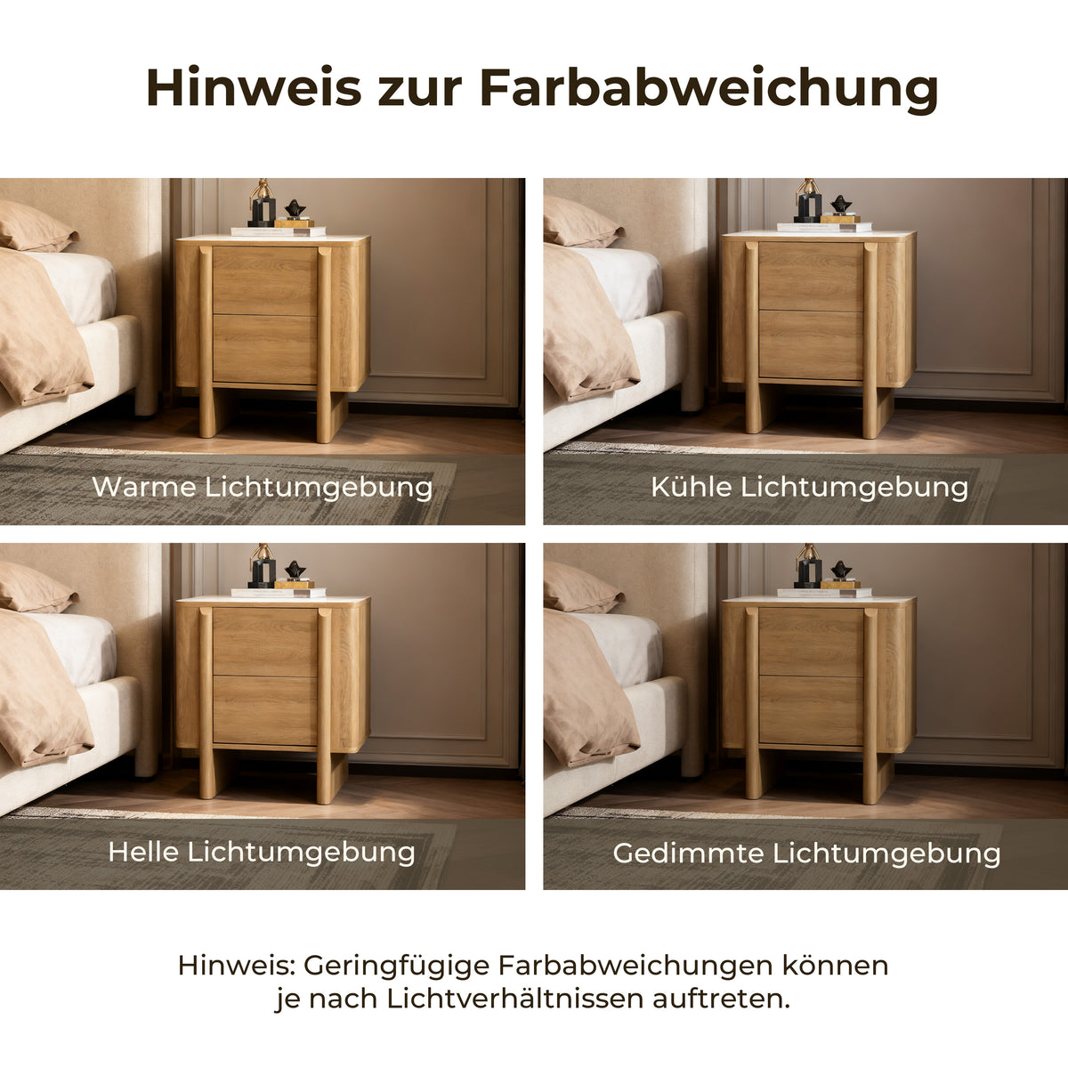 Moderner Nachttisch in Holzoptik mit zwei Schubladen