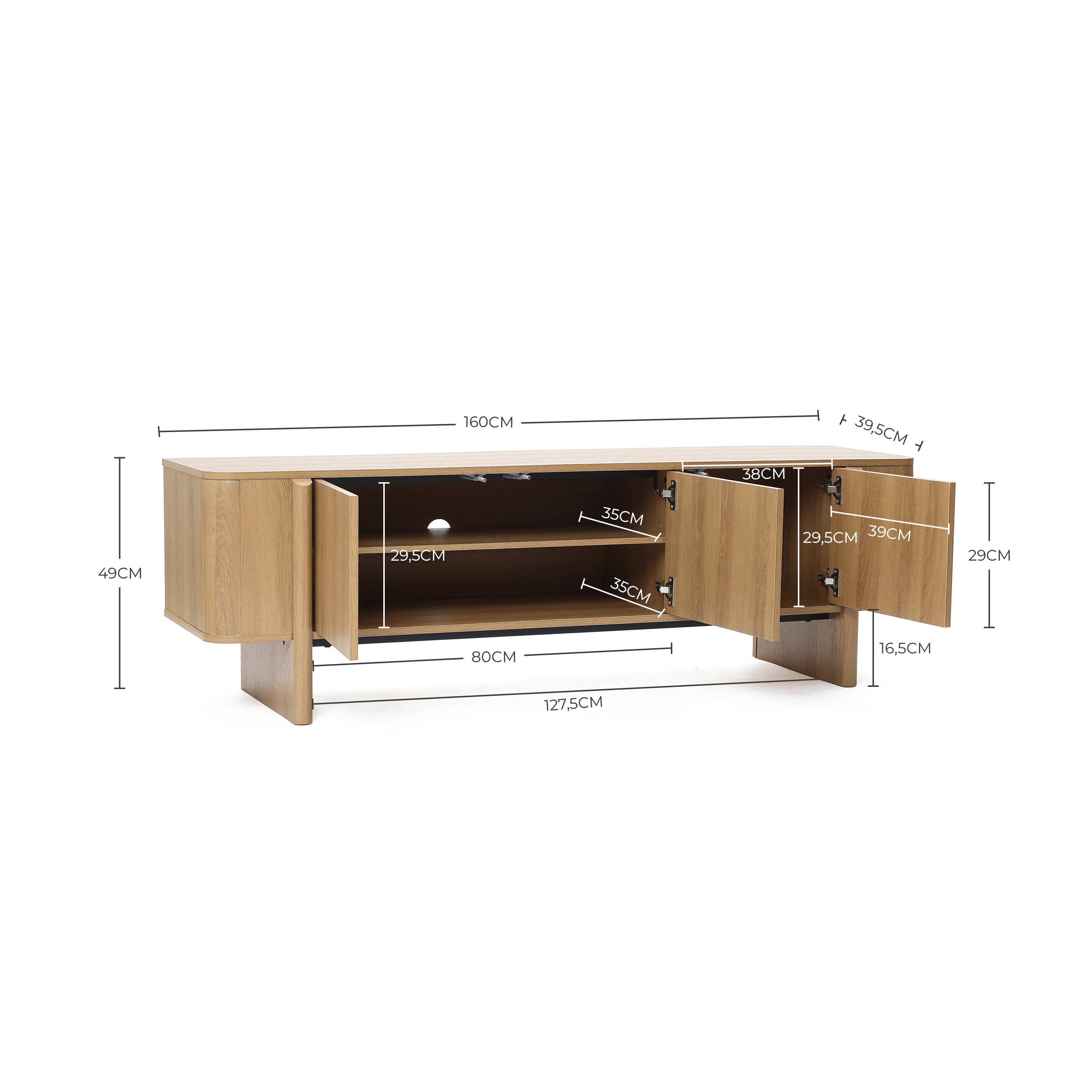 160 cm Modernes TV-Board mit Holzoptik