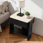 Nachttisch in Marmoroptik 55 cm – Beistelltisch mit Schublade und Ablagefach