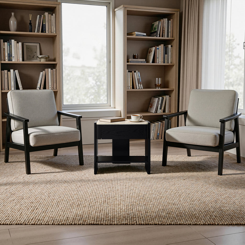 Nachttisch in Marmoroptik 55 cm – Beistelltisch mit Schublade und Ablagefach