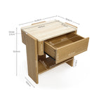 Nachttisch in Marmoroptik 55 cm – Beistelltisch mit Schublade und Ablagefach