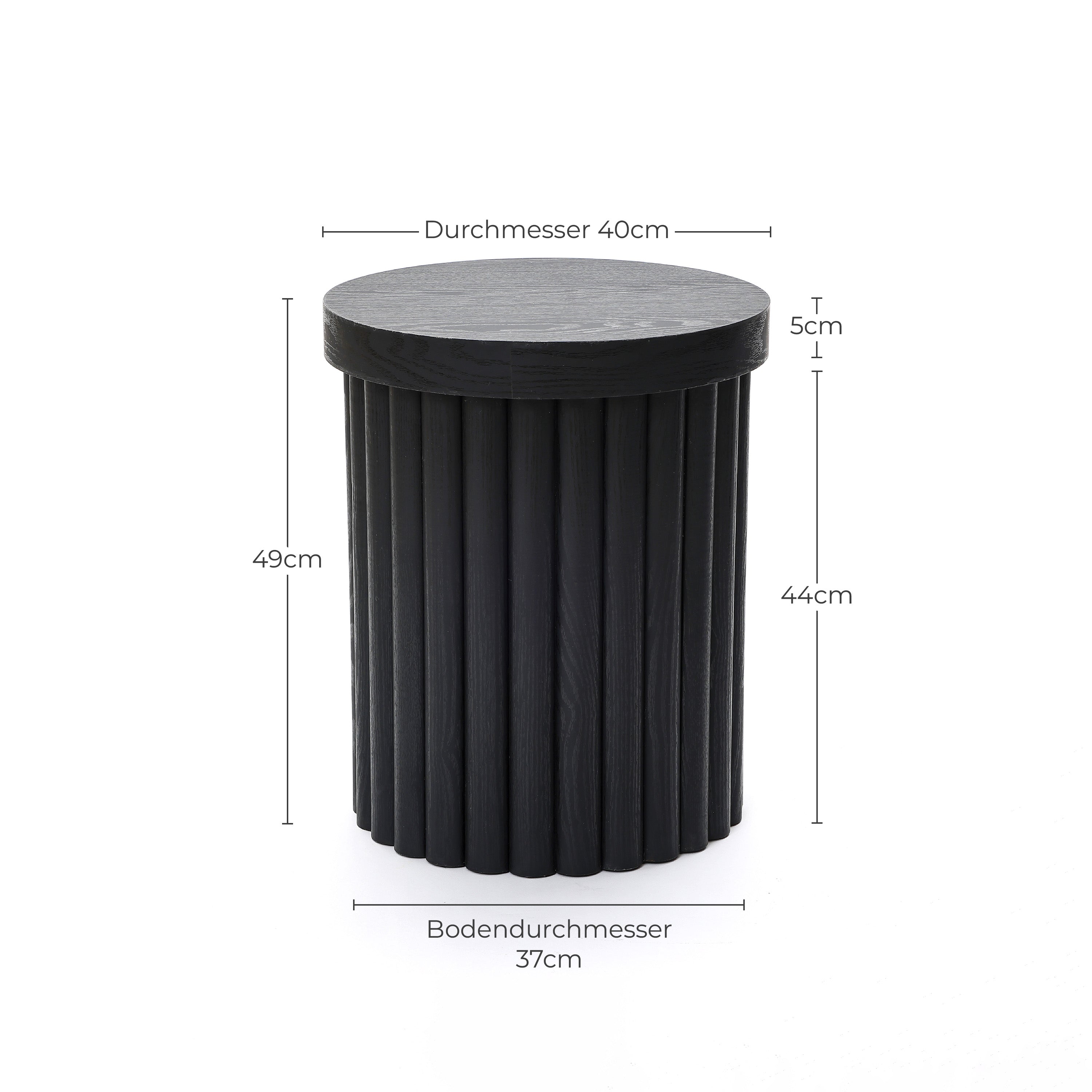 Moderner runder Beistelltisch in Schwarz mit Holzoptik