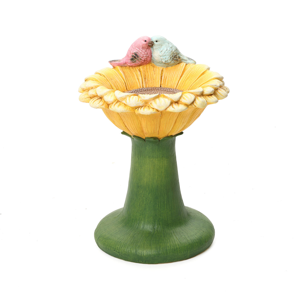 Sonnenblumen-Vogelfutterspender aus MGO – Gartendekoration mit 2 dekorativen Vögeln, wetterfest, 32,5x32x45 cm, 4,5 kg, ideal für Balkon, Garten & Terrasse