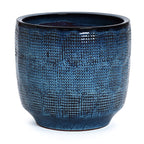 Keramik Blumentopf Groß, Round Übertöpfe Außen & Innen, Massiver Pflanzkübel mit Drainage-Loch ideal für Wohnzimmer, Küche und Balkon (Marineblau, Ø40xH34 cm)
