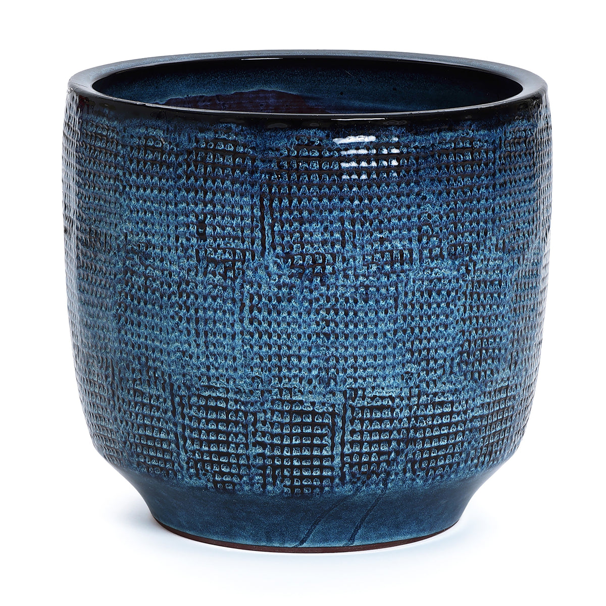 Keramik Blumentopf Groß, Round Übertöpfe Außen & Innen, Massiver Pflanzkübel mit Drainage-Loch ideal für Wohnzimmer, Küche und Balkon (Marineblau, Ø40xH34 cm)