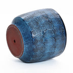 Keramik Blumentopf Groß, Round Übertöpfe Außen & Innen, Massiver Pflanzkübel mit Drainage-Loch ideal für Wohnzimmer, Küche und Balkon (Marineblau, Ø40xH34 cm)