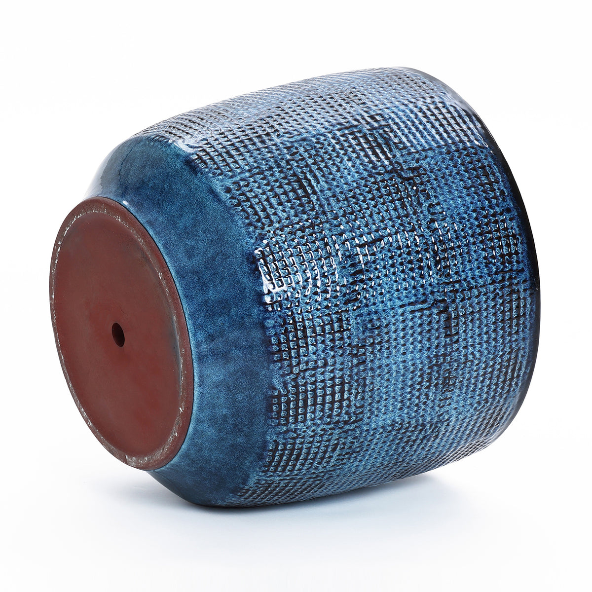 Keramik Blumentopf Groß, Round Übertöpfe Außen & Innen, Massiver Pflanzkübel mit Drainage-Loch ideal für Wohnzimmer, Küche und Balkon (Marineblau, Ø40xH34 cm)
