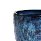 Keramik Blumentopf Groß, Round Übertöpfe Außen & Innen, Massiver Pflanzkübel mit Drainage-Loch ideal für Wohnzimmer, Küche und Balkon (Marineblau, Ø40xH34 cm)