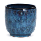 Keramik Blumentopf Groß, Round Übertöpfe Außen & Innen, Massiver Pflanzkübel mit Drainage-Loch ideal für Wohnzimmer, Küche und Balkon (Marineblau, Ø30xH28 cm)