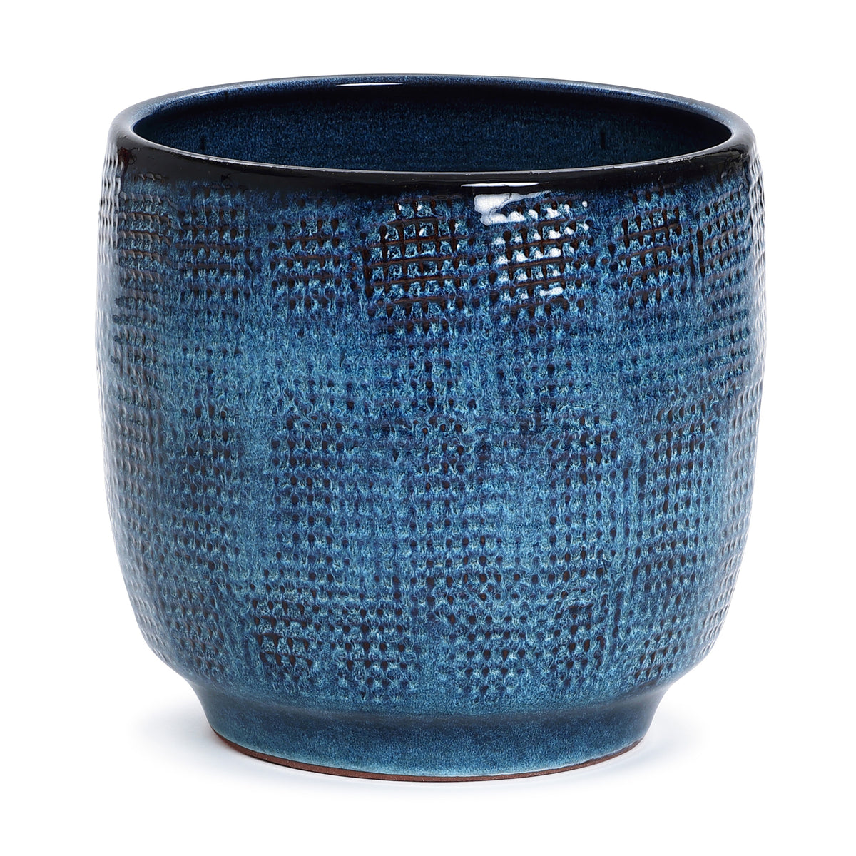 Keramik Blumentopf Groß, Round Übertöpfe Außen & Innen, Massiver Pflanzkübel mit Drainage-Loch ideal für Wohnzimmer, Küche und Balkon (Marineblau, Ø30xH28 cm)