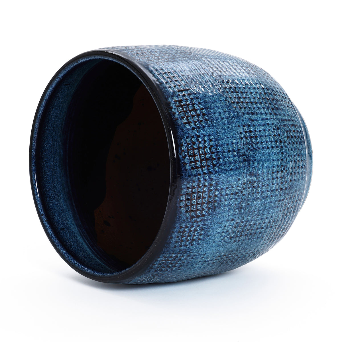 Keramik Blumentopf Groß, Round Übertöpfe Außen & Innen, Massiver Pflanzkübel mit Drainage-Loch ideal für Wohnzimmer, Küche und Balkon (Marineblau, Ø30xH28 cm)