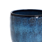 Keramik Blumentopf Groß, Round Übertöpfe Außen & Innen, Massiver Pflanzkübel mit Drainage-Loch ideal für Wohnzimmer, Küche und Balkon (Marineblau, Ø30xH28 cm)