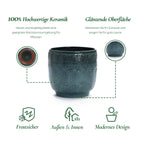 Keramik Blumentopf Groß, Round Übertöpfe Außen & Innen, Massiver Pflanzkübel mit Drainage-Loch ideal für Wohnzimmer, Küche und Balkon (Dunkelgrün, Ø30xH28 cm)