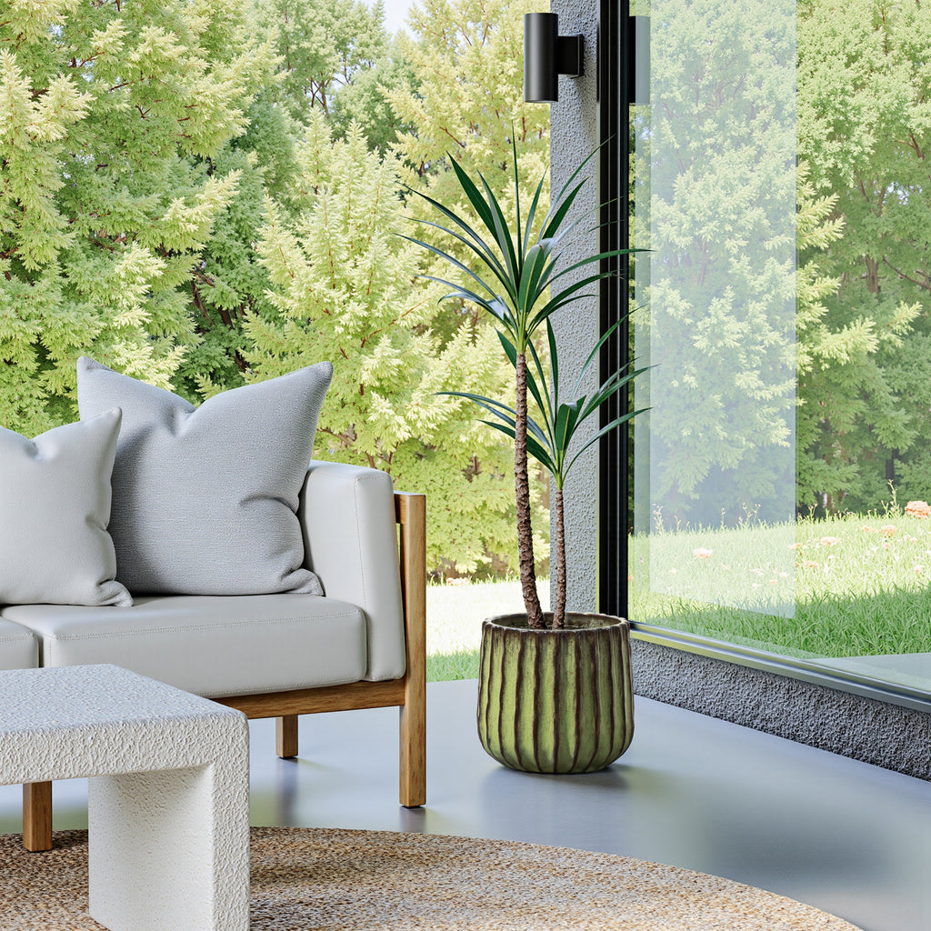 Hometopia Keramik Blumentopf, rund, mit Ablaufloch, Ø 23 cm, Olivgrün,Keramik,Frostsicher Wetterfest,Massiver Pflanzkübel mit Drainage-Loch ideal für Balkon&Garten,Terrasse,Wohnzimmer Ø23xH21 cm