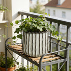 Hometopia Keramik Blumentopf, Ø23 Roud Übertöpfe Außen & Innen, Massiver Pflanzkübel mit Drainage-Loch ideal für Wohnzimmer, Küche und Balkon (Salbeigrün, Ø23xH21 cm)