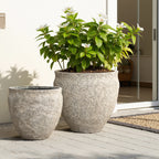 Hometopia Blumentopf Groß, Rund Übertöpfe Betonoptik für Außen & Innen, Massiver Pflanzkübel mit Drainage-Loch ideal für Wohnzimmer, Küche und Balkon (Hellgrau, Ø42xH37 cm)