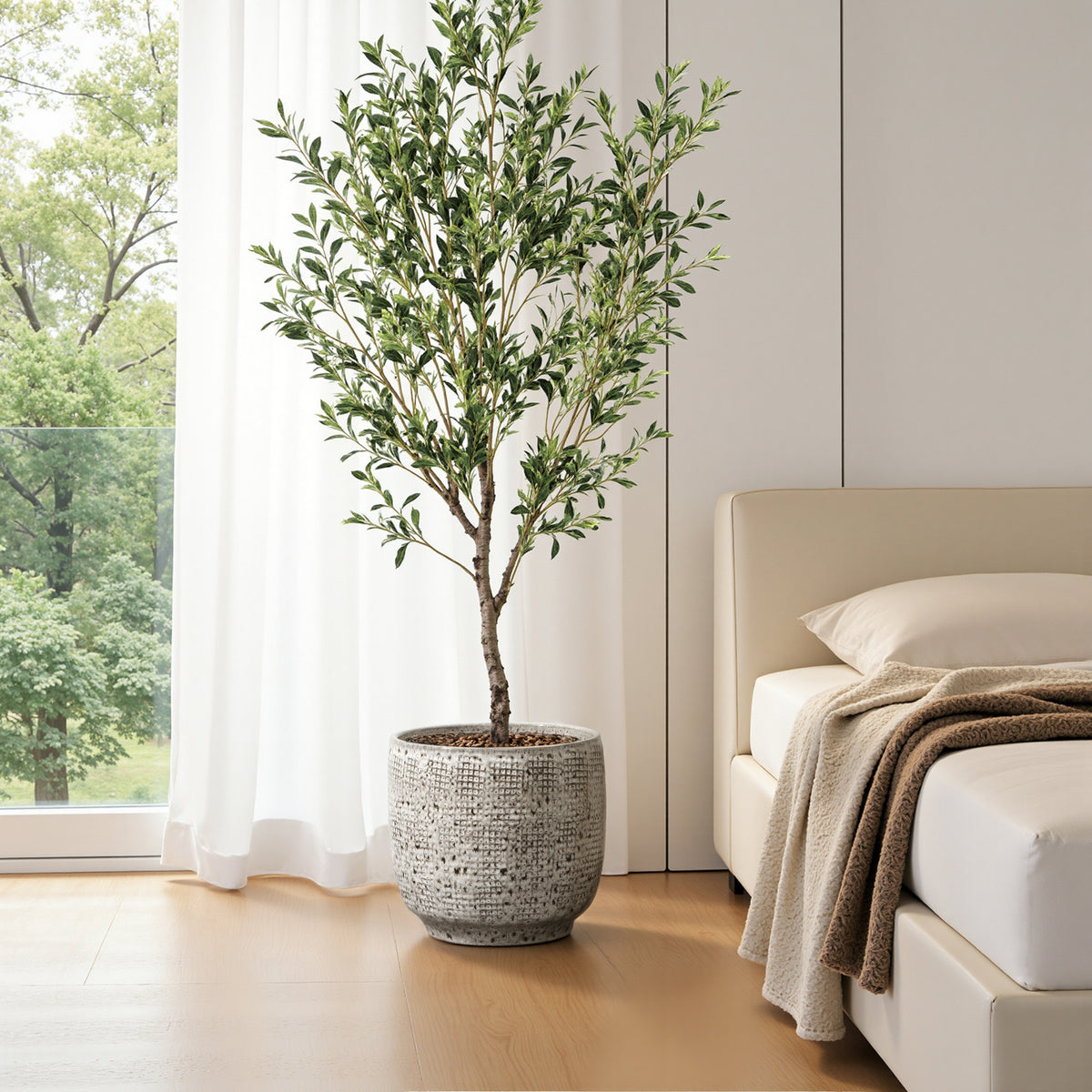 Hometopia Keramik Blumentopf Groß, Round Übertöpfe Außen & Innen, Massiver Pflanzkübel mit Drainage-Loch ideal für Wohnzimmer, Küche und Balkon (Graues, Ø30xH28cm)