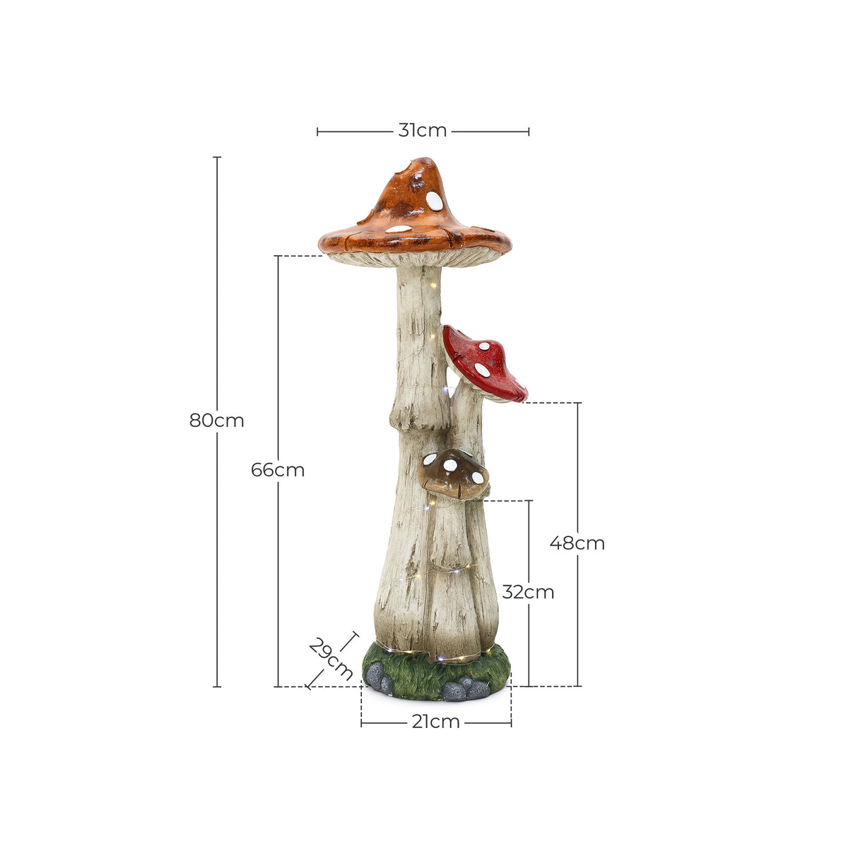 Pilz Gartenfigur mit Solarlicht 80 cm, magische Deko für Garten & Terrasse
