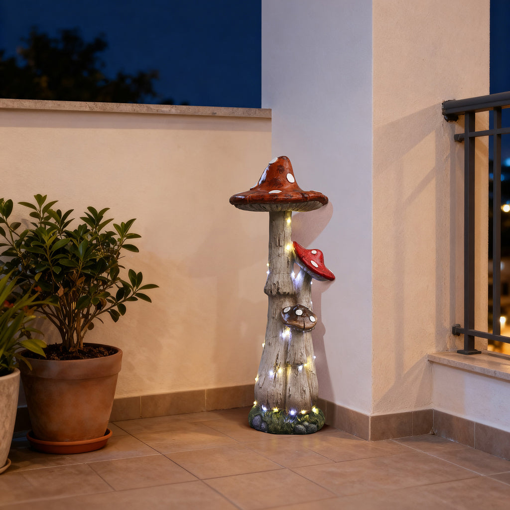 Pilz Gartenfigur mit Solarlicht 80 cm, magische Deko für Garten & Terrasse