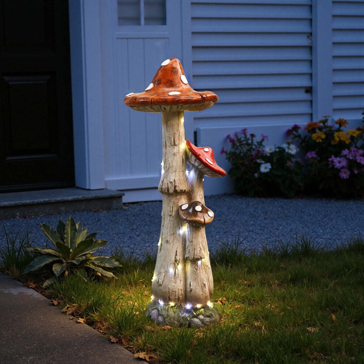 Pilz Gartenfigur mit Solarlicht 80 cm, magische Deko für Garten & Terrasse
