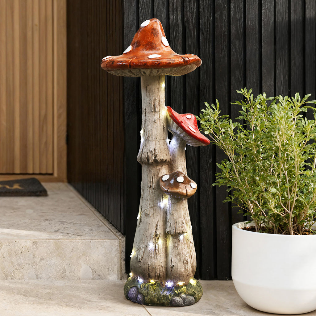 Pilz Gartenfigur mit Solarlicht 80 cm, magische Deko für Garten & Terrasse