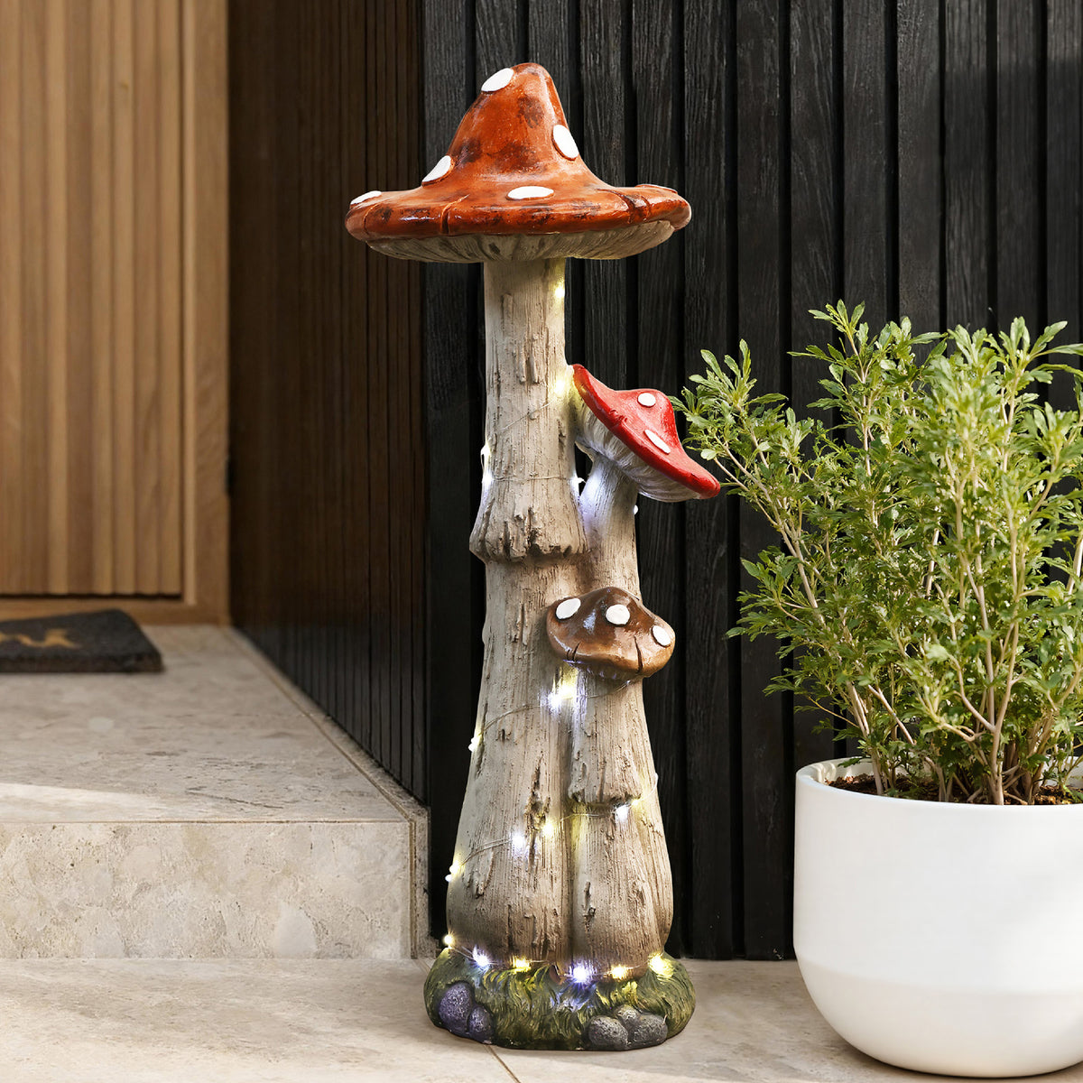 Pilz Gartenfigur mit Solarlicht 80 cm, magische Deko für Garten & Terrasse
