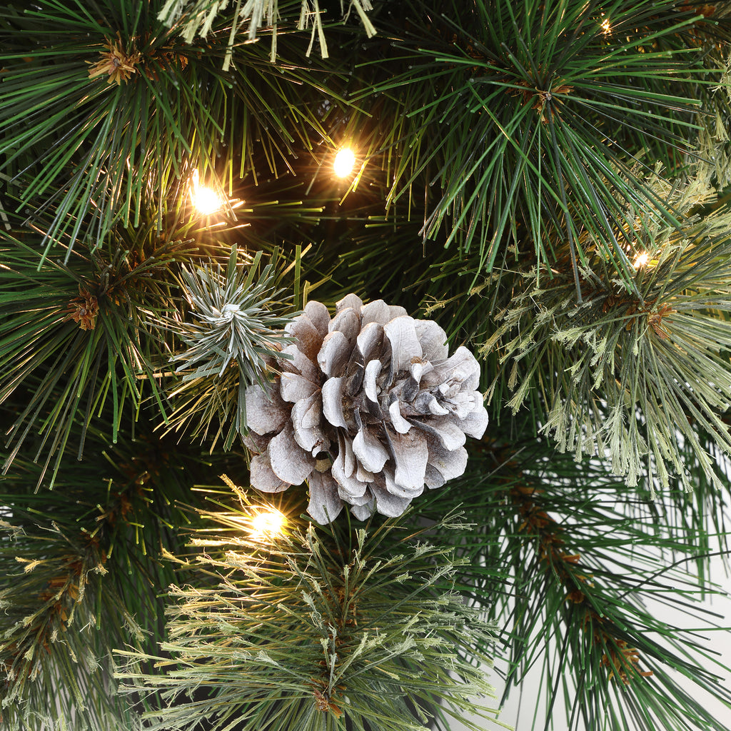 90 cm künstlicher Weihnachtsbaum mit integrierter LED-Beleuchtung und Tannenzapfen-Dekor