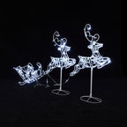 2 LED-Rentiere mit Schlitten – Weihnachtsdeko mit kaltweißen Lichtern für Innen- und Außen